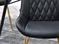 Krzesło do jadalni tapicerowane ekoskórą ADEL CZARNY - ZŁOTY - detale