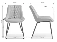 Krzesło ze skóry ekologicznej czarne ADEL NOGA METAL - wymiary krzesła do stołu