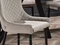 Beżowe welurowe krzesło pikowane ADORA - CZARNY - ergonomiczne krzesło do stołu