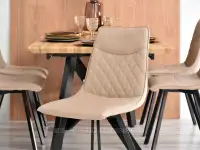 Krzesło EKO-SKÓRA pikowane AMANDA BEŻOWY CZARNA - bryła siedziska