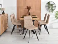 Krzesło EKO-SKÓRA pikowane AMANDA BEŻOWY CZARNA - w aranżacji ze stołem TIMOR