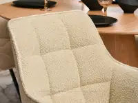 Krzesło obrotowe BEŻOWE BOUCLE ARUBA - CZARNE NOGI - beżowe krzesło z przeszyciami