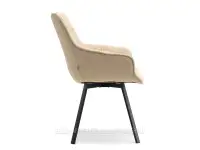 Krzesło obrotowe BEŻOWE BOUCLE ARUBA - CZARNE NOGI - widok z boku