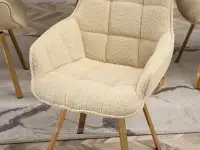 Obrotowe krzesło tapicerowane ARUBA BEŻ BOCLE - ZŁOTY - modna tkanina