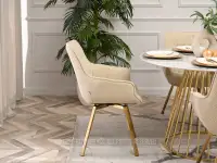 Obrotowe krzesło tapicerowane ARUBA BEŻ BOCLE - ZŁOTY - orygialna bryła