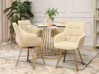 Obrotowe krzesło tapicerowane ARUBA BEŻ BOCLE - ZŁOTY - obrotowe siedzisko