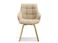Obrotowe krzesło tapicerowane ARUBA BEŻ BOCLE - ZŁOTY - przód