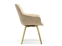 Obrotowe krzesło tapicerowane ARUBA BEŻ BOCLE - ZŁOTY - bok