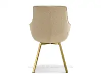 Obrotowe krzesło tapicerowane ARUBA BEŻ BOCLE - ZŁOTY - tył