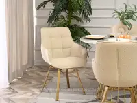 Obrotowe krzesło tapicerowane ARUBA BEŻ BOCLE - ZŁOTY - nowoczesna forma