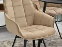 Stylowe krzesło ARUBA BEŻOWE Z WELURU - CZARNE NOGI - charakterystyczne detale