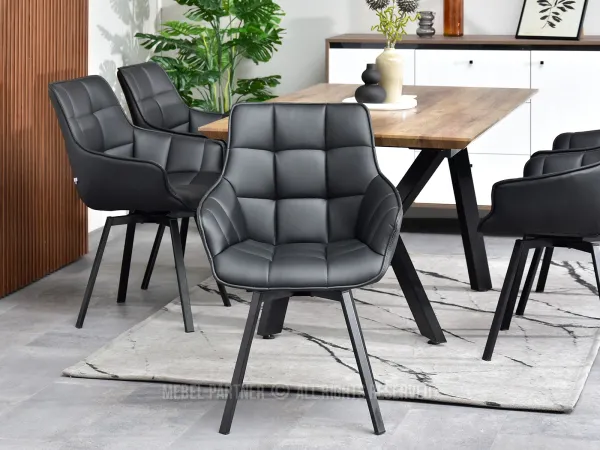 Stylowe krzesło - połączenie ekoskóry i metalu