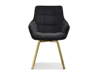 Krzesło tapicerowane welurem ARUBA CZARNY - ZŁOTA podstawa - przód