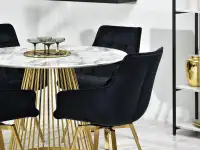 Krzesło tapicerowane welurem ARUBA CZARNY - ZŁOTA podstawa - subtelny tył