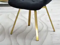 Krzesło tapicerowane welurem ARUBA CZARNY - ZŁOTA podstawa - podstawa w kolorze złota