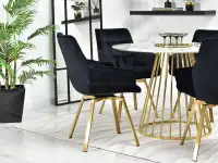Krzesło tapicerowane welurem ARUBA CZARNY - ZŁOTA podstawa - możliwość obracania 