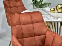 Obrotowe krzesło pikowane z weluru ARUBA MIEDŹ - ZŁOTY - pikowane siedzisko