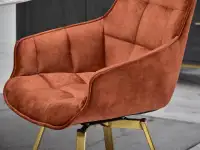 Obrotowe krzesło pikowane z weluru ARUBA MIEDŹ - ZŁOTY - charakterystyczne detale