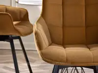 Krzesło obrotowe pikowane ARUBA MIODOWY - CZARNY - welurowe krzesło tapicerowane