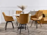 Krzesło obrotowe pikowane ARUBA MIODOWY - CZARNY - welurowe krzesła do jadalni
