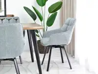 Jadalniane krzesło obrotowe ARUBA SZARA TKANINA - CZARNE NOGI - nowoczesna forma