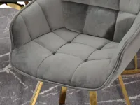 Szare krzesło obrotowe ARUBA - ZŁOTA podstawa - wygodne siedzisko