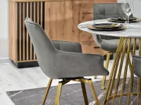 Szare krzesło obrotowe ARUBA - ZŁOTA podstawa - subtelny kształt