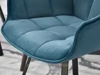 Krzesło z podłokietnikami TURKUSOWE ARUBA CZARNA NOGA - miękkie siedzisko
