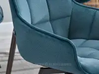 Krzesło z podłokietnikami TURKUSOWE ARUBA CZARNA NOGA - lamówki w kolorze