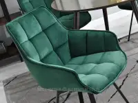 Zielone krzesło obrotowe tapicerka welur ARUBA - CZARNE NOGI - komfortowe siedzisko