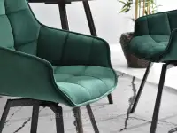 Zielone krzesło obrotowe tapicerka welur ARUBA - CZARNE NOGI - pikowane siedzisko