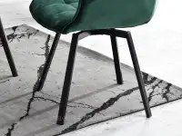 Zielone krzesło obrotowe tapicerka welur ARUBA - CZARNE NOGI - metalowa podstawa