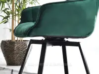 Zielone krzesło obrotowe tapicerka welur ARUBA - CZARNE NOGI - mechanizm obracania