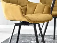 Wygodne krzesło do jadalni ZŁOTE ARUBA NA CZARNEJ NODZE - wyjątkowe krzesło jadlaniane