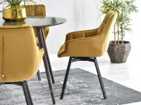 Wygodne krzesło do jadalni ZŁOTE ARUBA NA CZARNEJ NODZE - krzesło na czarnej podstawie