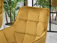 Krzesło obrotowe glamour ZŁOTY welur - ZŁOTE nogi - pikowanie
