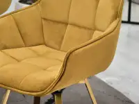 Krzesło obrotowe glamour ZŁOTY welur - ZŁOTE nogi - miękki welur