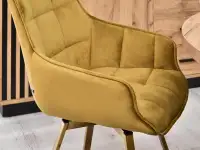 Krzesło obrotowe glamour ZŁOTY welur - ZŁOTE nogi - lamówka na krawędzi