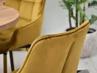 Krzesło obrotowe glamour ZŁOTY welur - ZŁOTE nogi - charakterystyczne detale