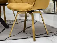 Krzesło aruba złoty welur, podstawa złoty