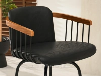 Krzesło barowe skóra eko ANTIC CZARNE - drewno ORZECH - wygodne krzesło barowe