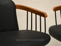 Krzesło barowe skóra eko ANTIC CZARNE - drewno ORZECH - hoker z podłokietnikami