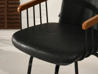 Krzesło barowe skóra eko ANTIC CZARNE - drewno ORZECH - krzesło do baru w stylu vintage