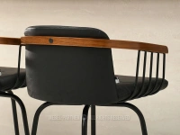 Krzesło barowe skóra eko ANTIC CZARNE - drewno ORZECH - krzesło barowe drewno orzech