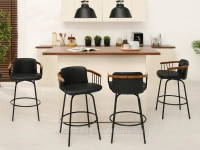 Krzesło barowe skóra eko ANTIC CZARNE - drewno ORZECH - krzesła barowe ze skóry ekologicznej