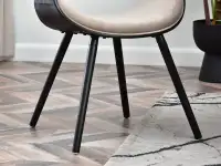 Czarne krzesło gięte BENT tapicerowane beżowym welurem - czarna podstawa