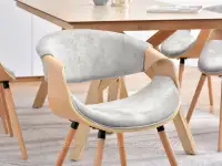 Krzesło z giętego drewna BENT SZARY WELUR - DĄB - wygodne siedzisko
