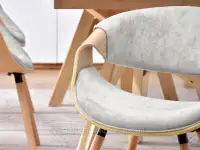 Krzesło z giętego drewna BENT SZARY WELUR - DĄB - gięte podłokietniki