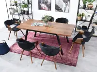 Modne krzesło z drewna giętego BENT CZARNY - ORZECH  - unikalna tkanina w czarnym kolorze