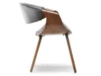 Krzesło drewniane gięte BENT ORZECH - SZARA SKÓRA EKOLOGICZNA - bok